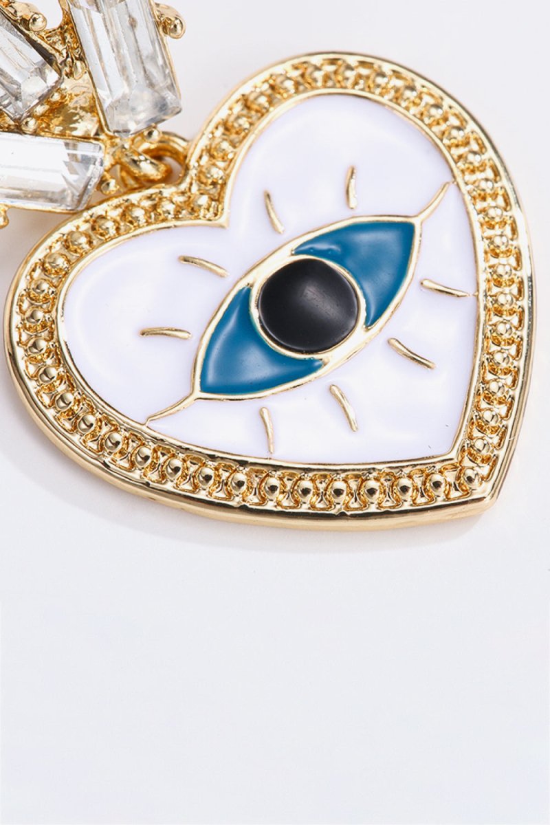 Evil Eye Heart-Shaped Drop Earrings - TapLike