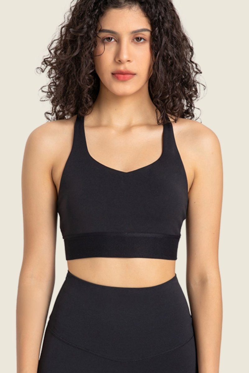 Feel Like Skin Racerback Halter Neck Sports Bra - TapLike