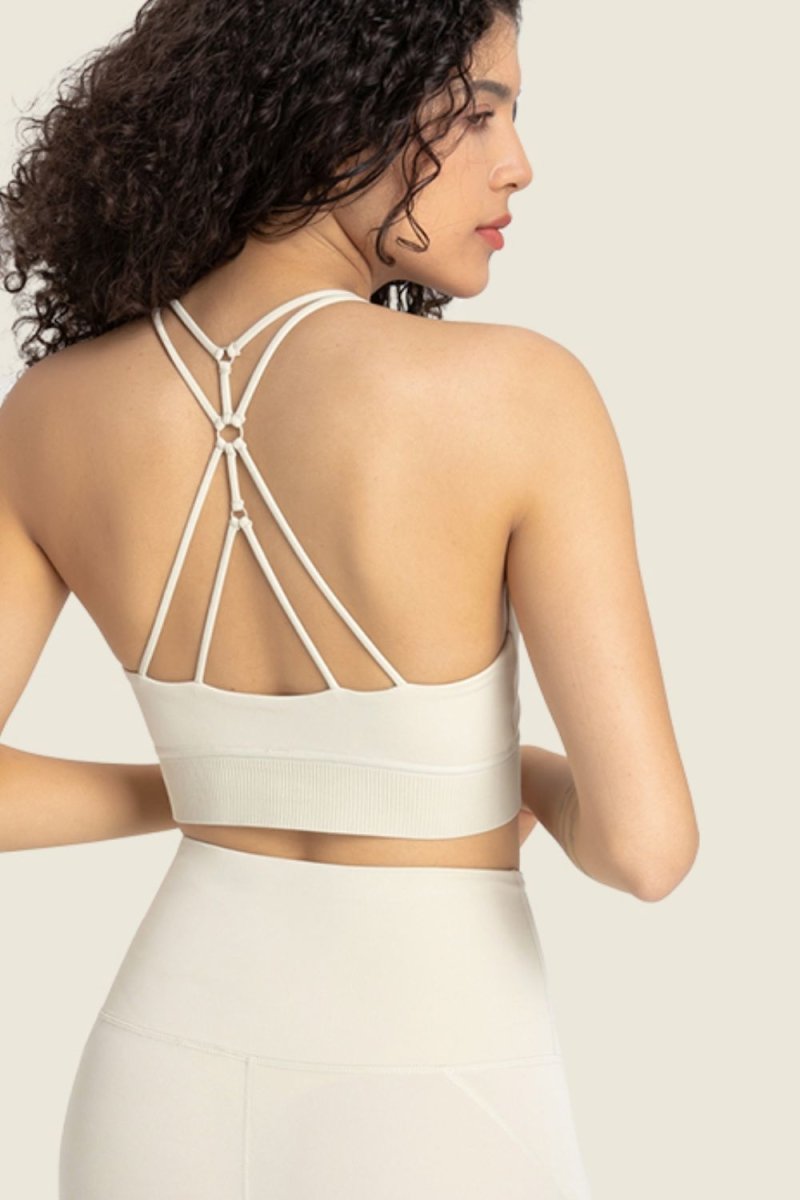 Feel Like Skin Racerback Halter Neck Sports Bra - TapLike