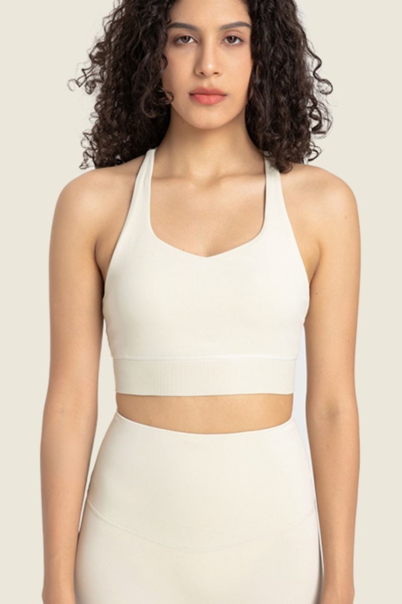 Feel Like Skin Racerback Halter Neck Sports Bra - TapLike