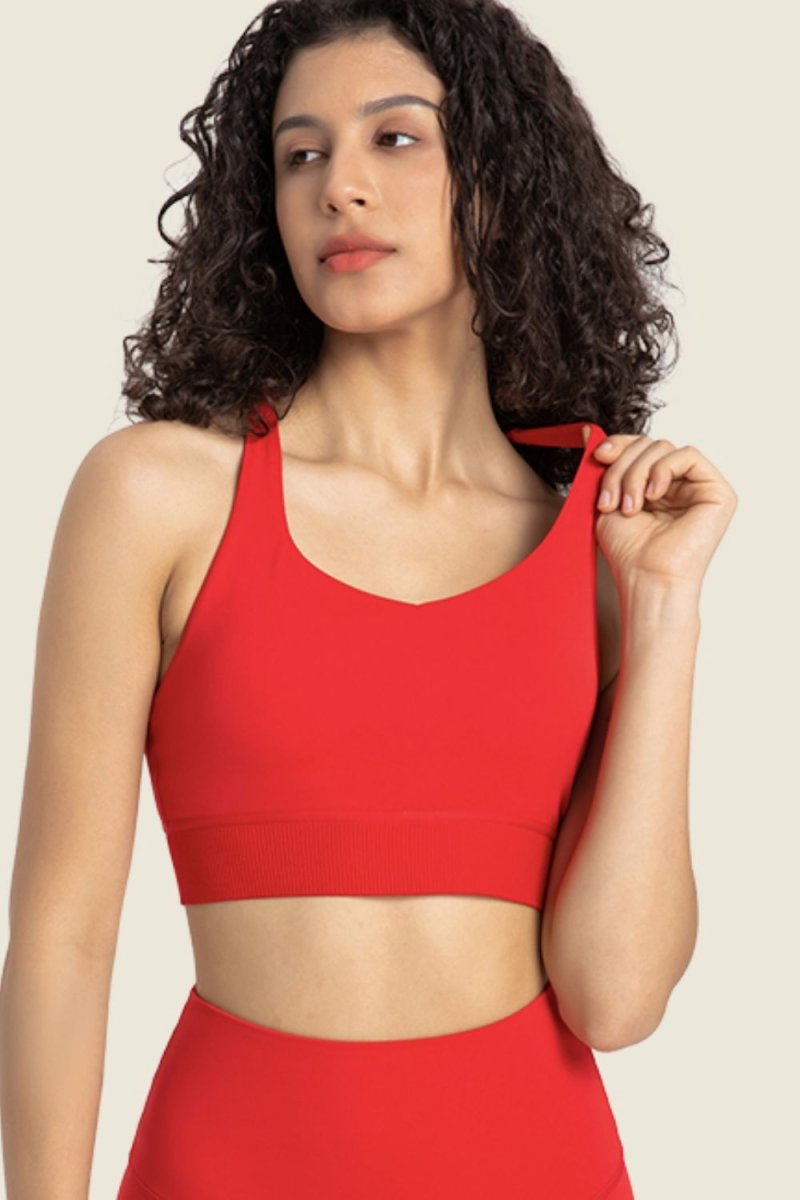 Feel Like Skin Racerback Halter Neck Sports Bra - TapLike