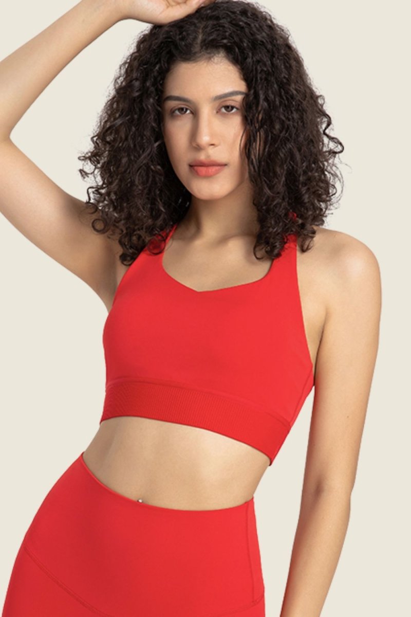Feel Like Skin Racerback Halter Neck Sports Bra - TapLike