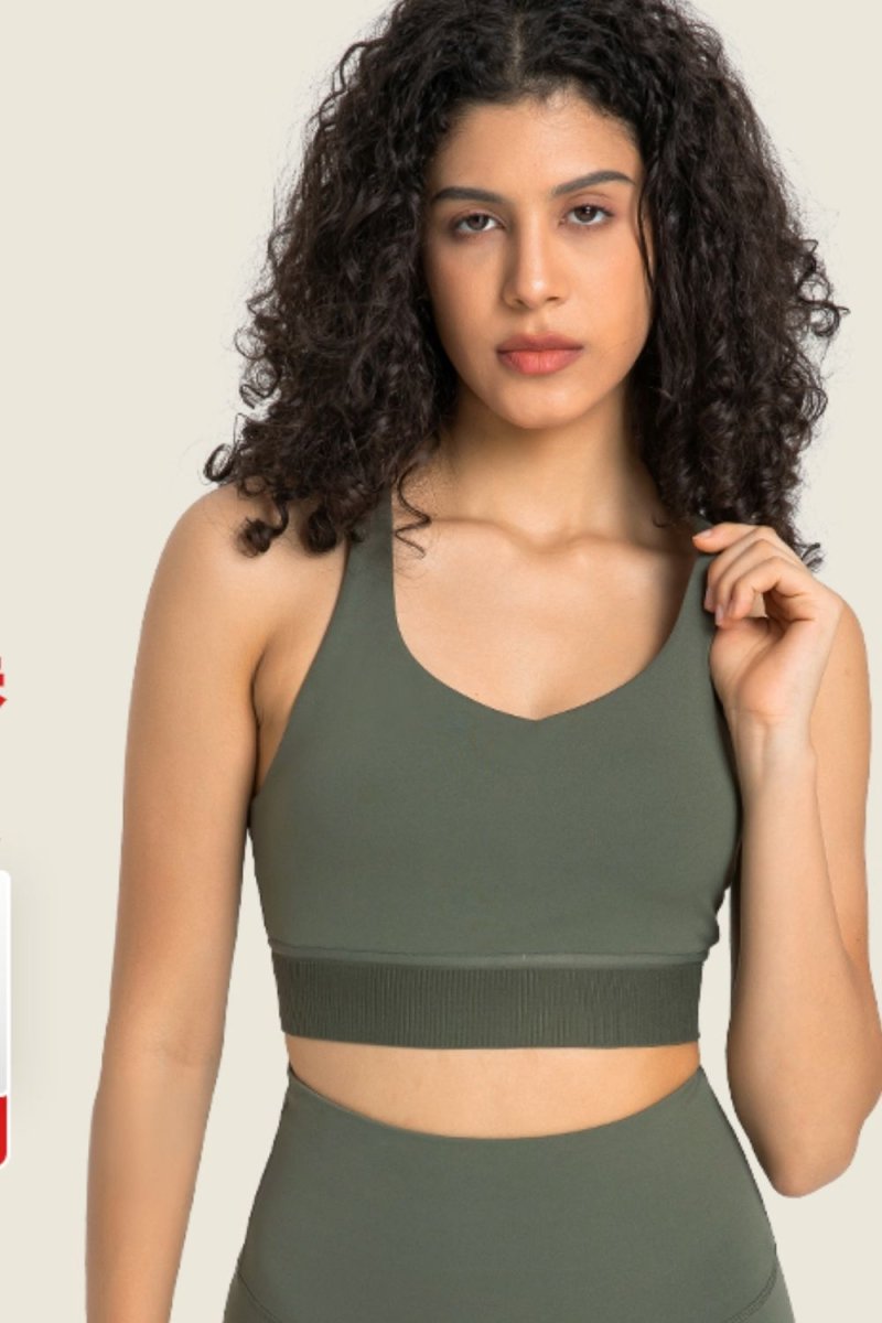 Feel Like Skin Racerback Halter Neck Sports Bra - TapLike