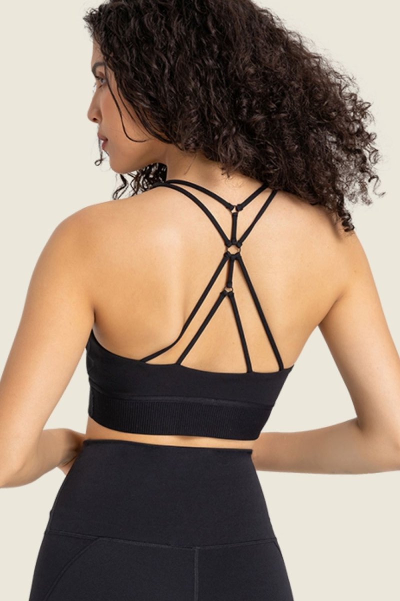 Feel Like Skin Racerback Halter Neck Sports Bra - TapLike
