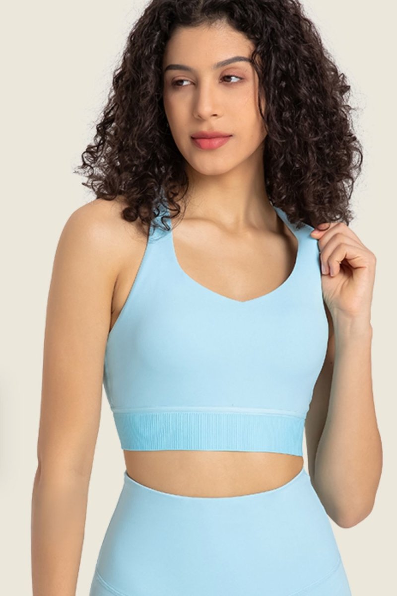 Feel Like Skin Racerback Halter Neck Sports Bra - TapLike
