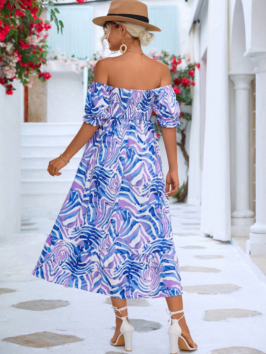 Floral Smocked Flounce Sleeve Midi Dress | 10010004197 - TapLike