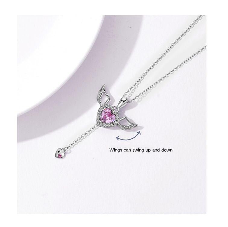 Flying Wings Necklace Angel Wings Tassel Necklace Cupid's Heart S925 Silver Necklace A2832 - TapLike