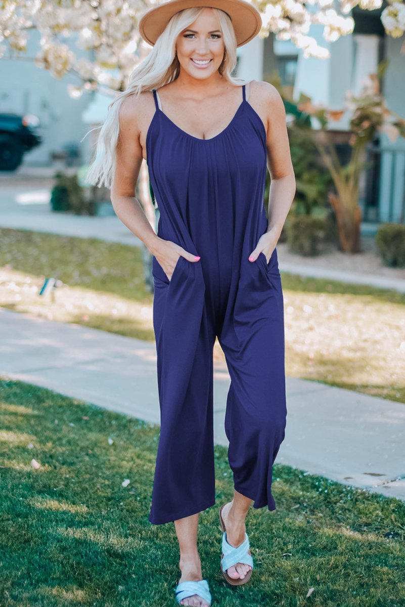 Full Size Spaghetti Strap Wide Leg Jumpsuit - Taplike