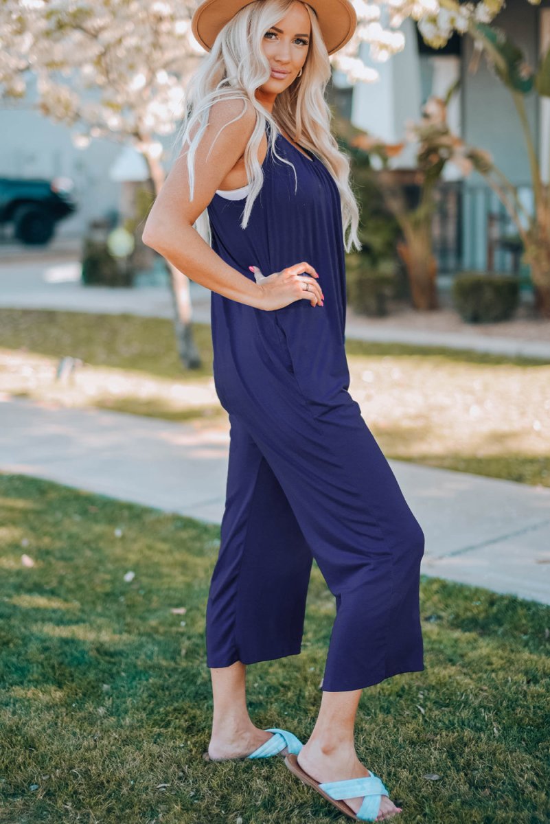 Full Size Spaghetti Strap Wide Leg Jumpsuit - Taplike