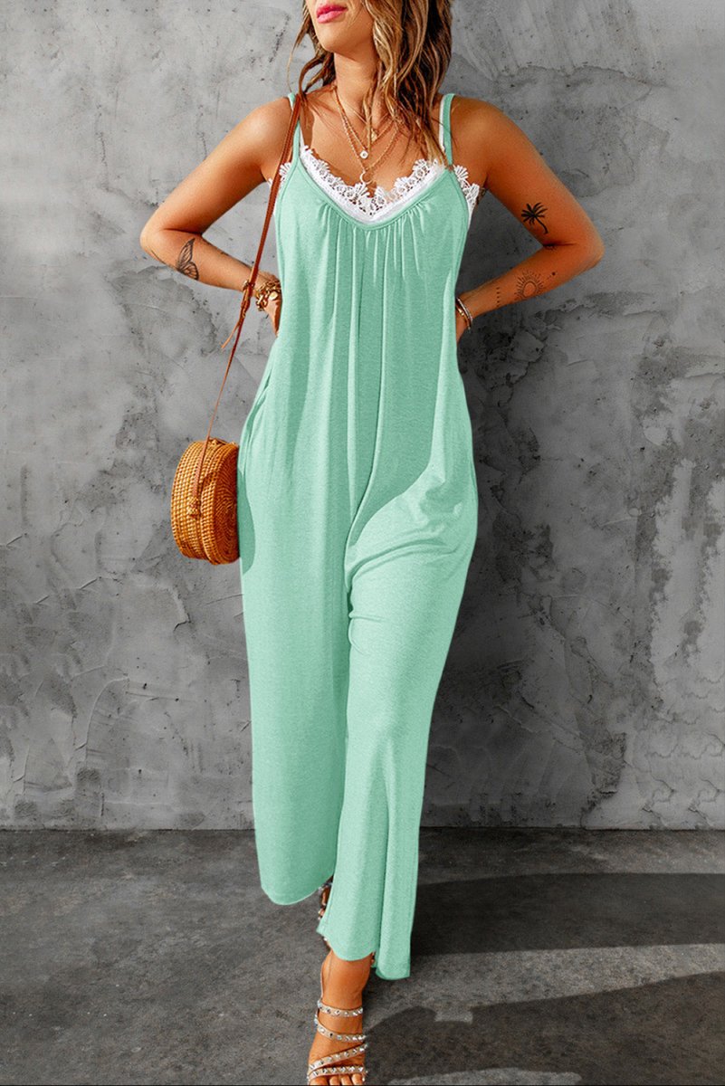 Full Size Spaghetti Strap Wide Leg Jumpsuit - Taplike
