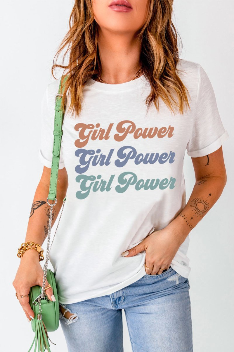 GIRL POWER Graphic Round Neck Tee | 10010072631 - TapLike