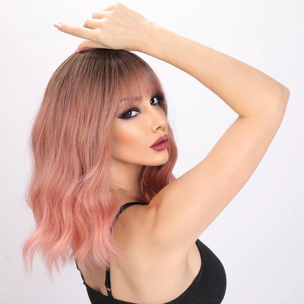 Glynnis | 14-inch | Pink Loose Wave with Hair Bangs | SM032 - TapLike