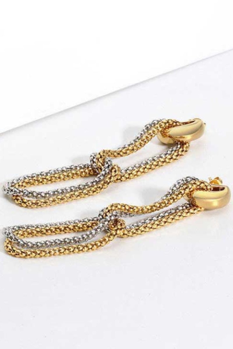 Gold-Plated D-Shaped Drop Earrings 10010055553 - TapLike