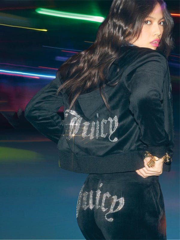 Hot diamond Korean velvet sports and leisure suit two-piece set - Taplike