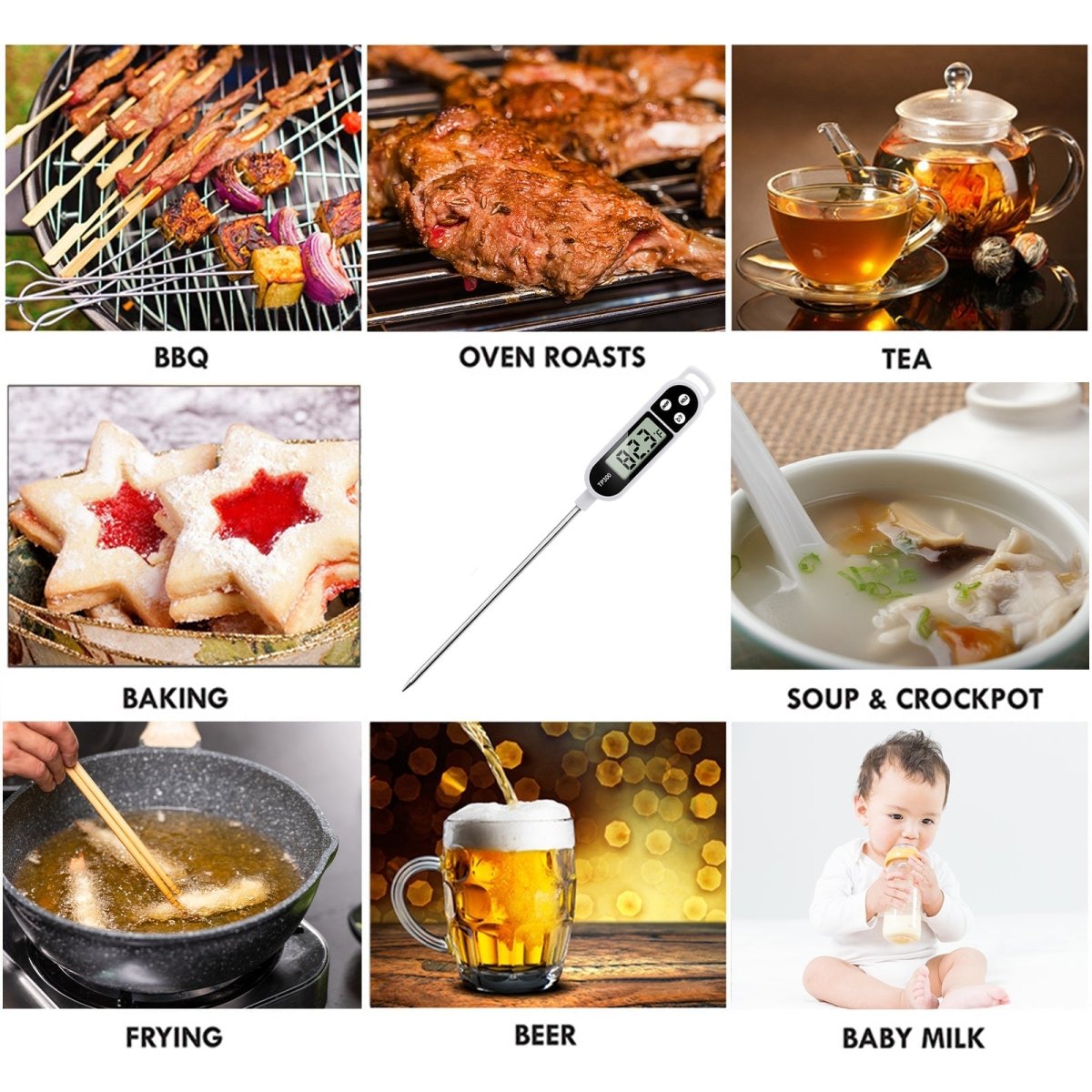 Instant Read Digital Grill Kitchen Meat Thermometer Probe BBQ Oven - Taplike