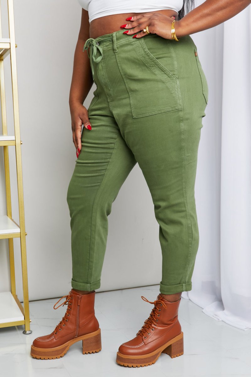 Judy Blue Full Size Drawstring Waist Pocket Jeans | TLU198 - TapLike