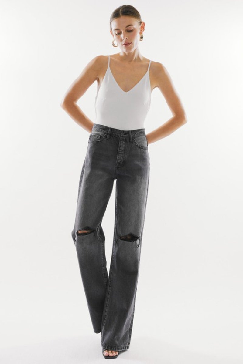 Kancan High Waist Distressed Knee Jeans | TLU214 - TapLike