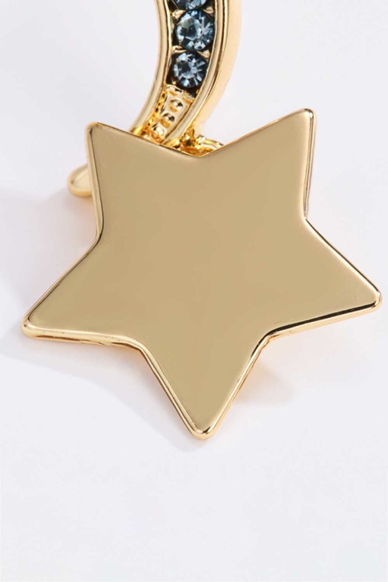 Lasting Wish Inlaid Rhinestone Star and Moon Drop Earrings - TapLike