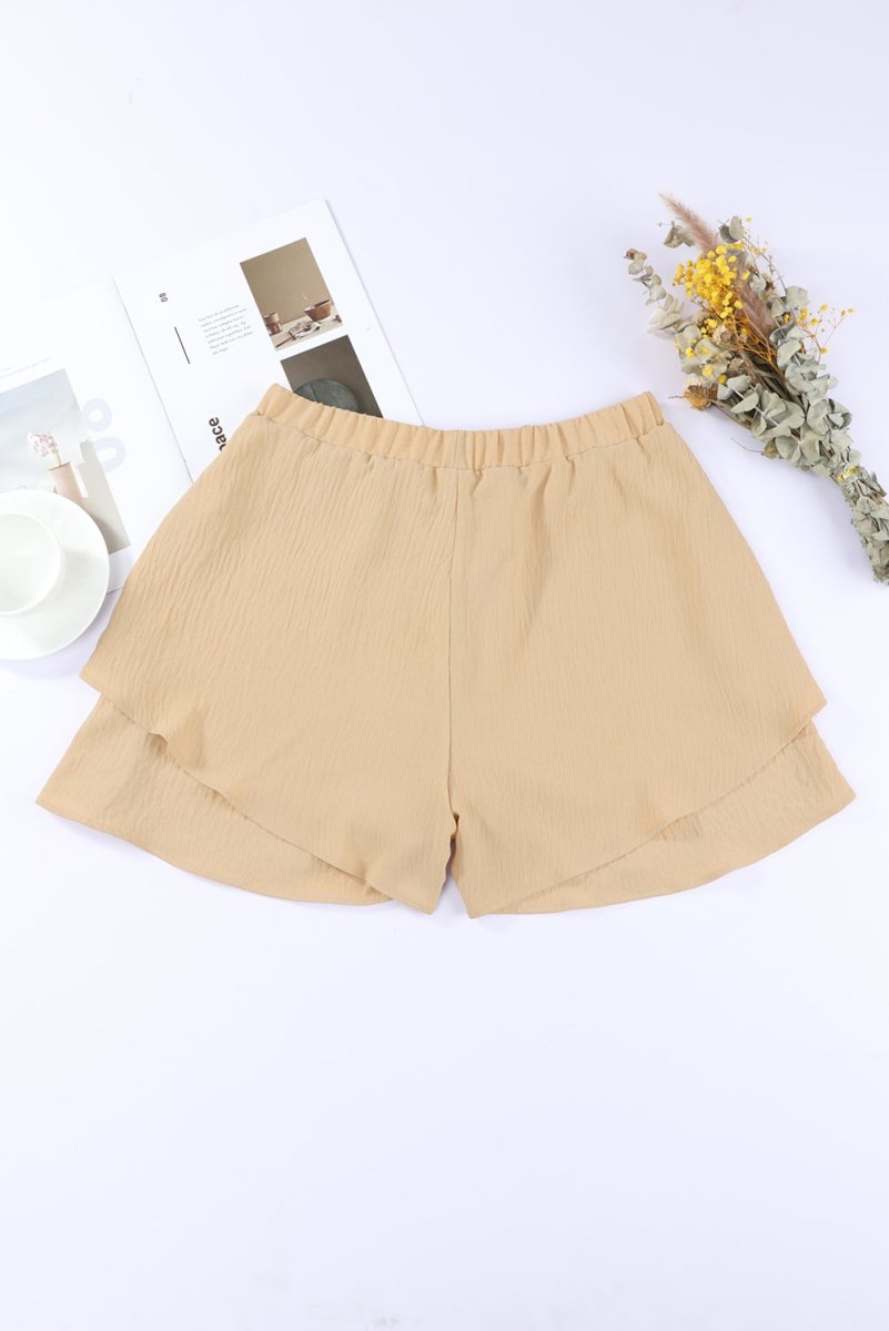 Layered Elastic Waist Shorts - Taplike
