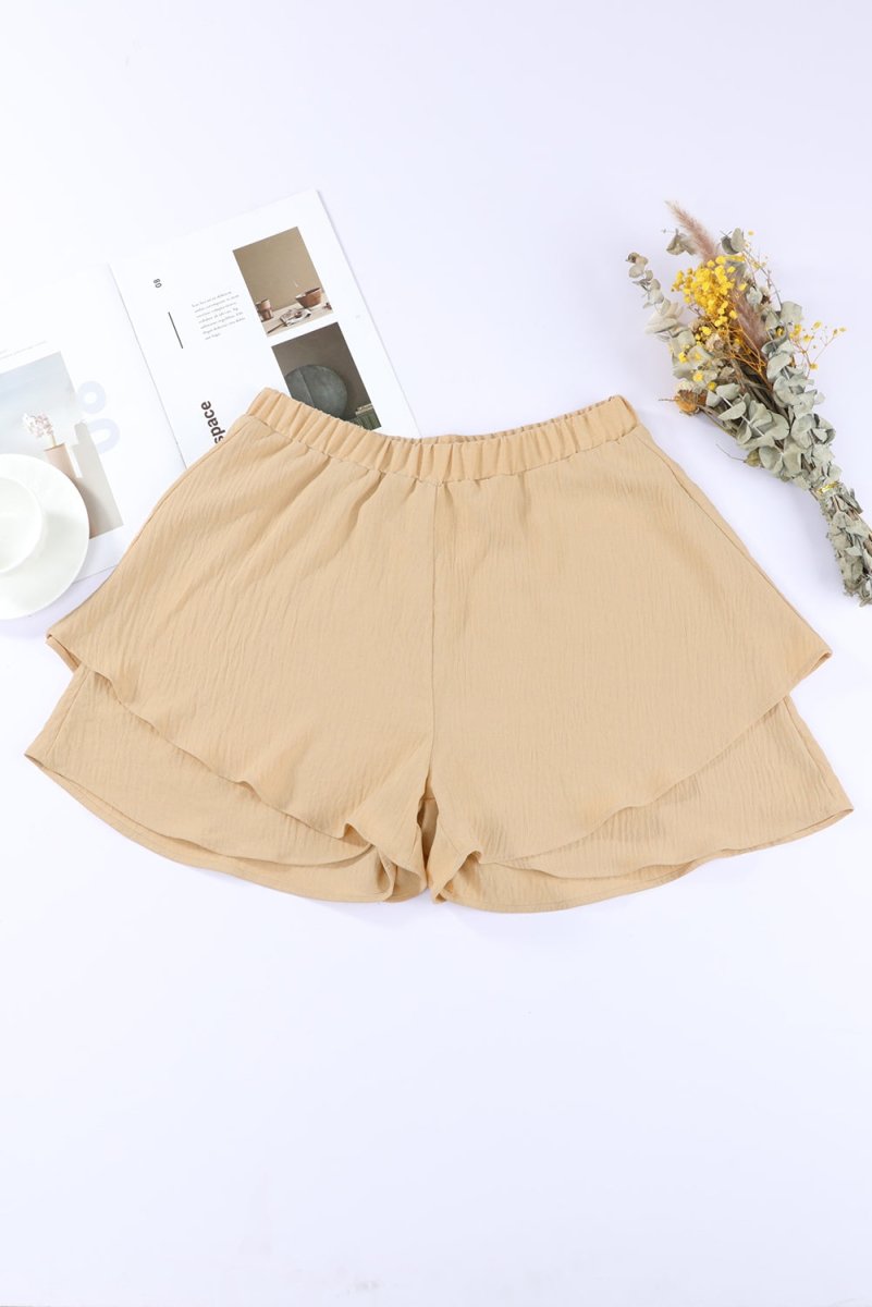 Layered Elastic Waist Shorts - Taplike