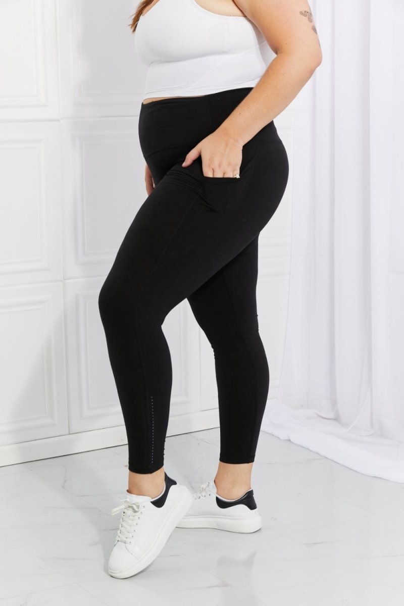 Leggings Depot Full Size Strengthen and Lengthen Reflective Dot Active Leggings - Taplike