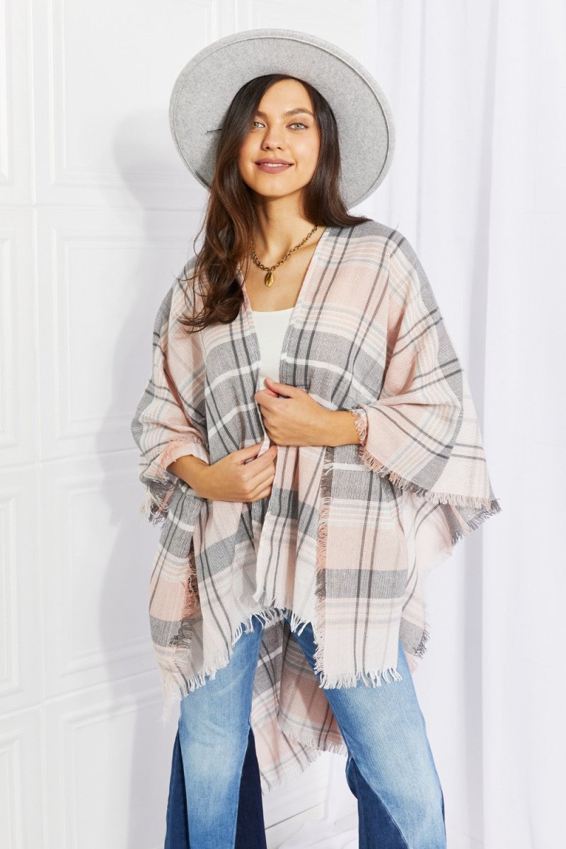Leto Punch of Plaid Lightweight Poncho 100101254742215 - TapLike