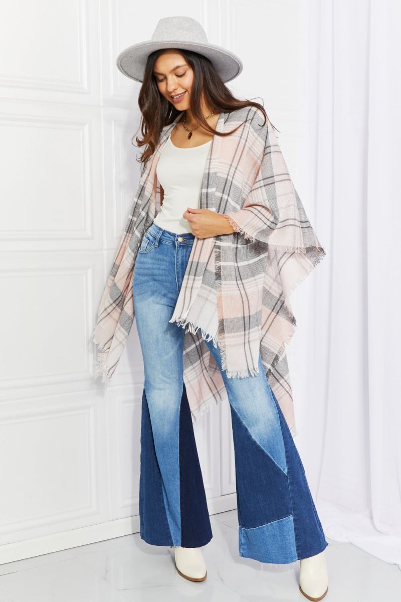 Leto Punch of Plaid Lightweight Poncho 100101254742215 - TapLike