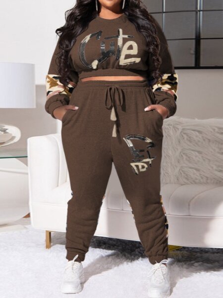 Letter Camouflage Print Two-Piece Set HFLDZA6YDC - TapLike