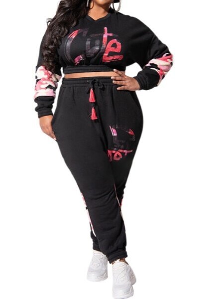 Letter Camouflage Print Two-Piece Set HFLDZA6YDC - TapLike