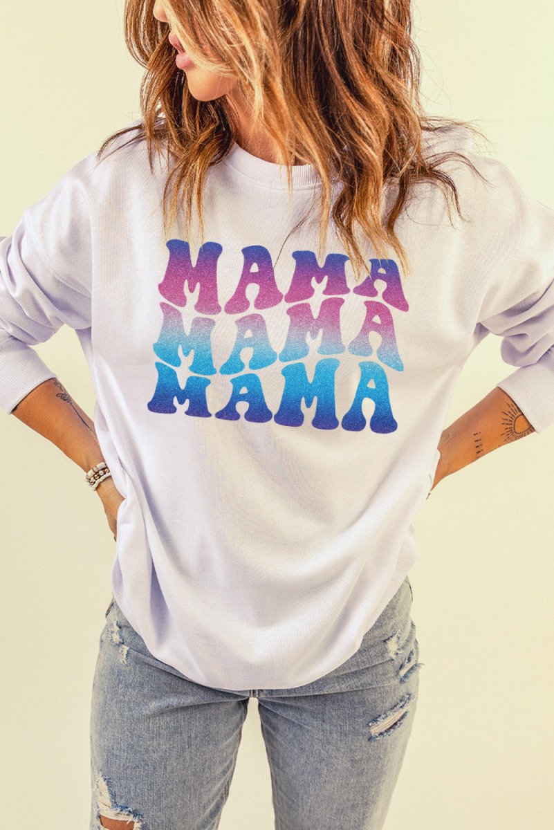 MAMA Gradient Graphic Dropped Shoulder Sweatshirt - TapLike