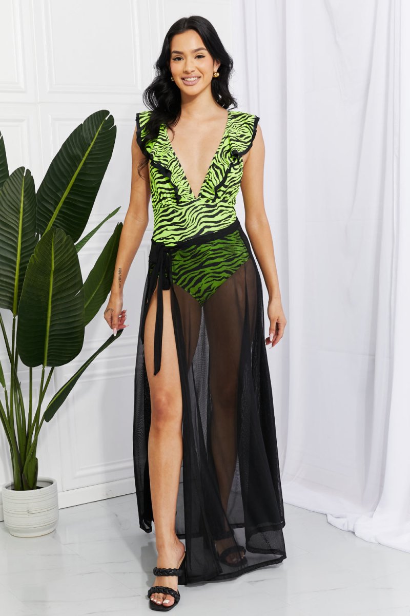 Marina West Swim Beach Is My Runway Mesh Wrap Maxi Cover-Up Skirt - Taplike