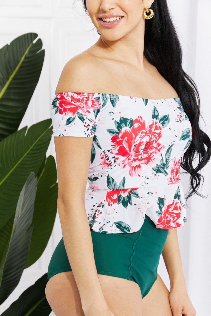 Marina West Swim Coastal Cutie Off-Shoulder Swim Tankini Set - Taplike