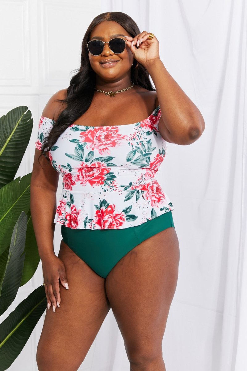 Marina West Swim Coastal Cutie Off-Shoulder Swim Tankini Set - Taplike