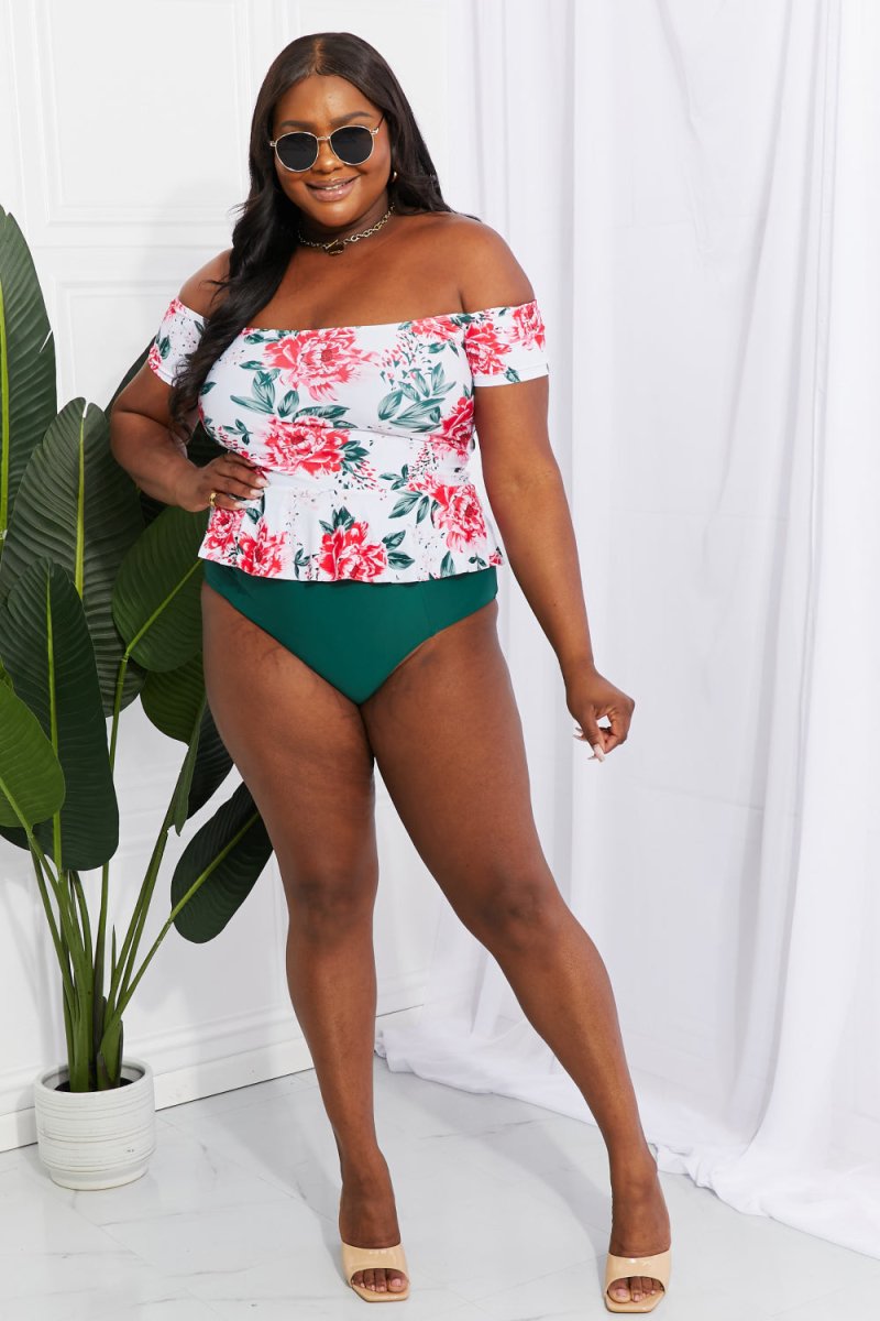 Marina West Swim Coastal Cutie Off-Shoulder Swim Tankini Set - Taplike