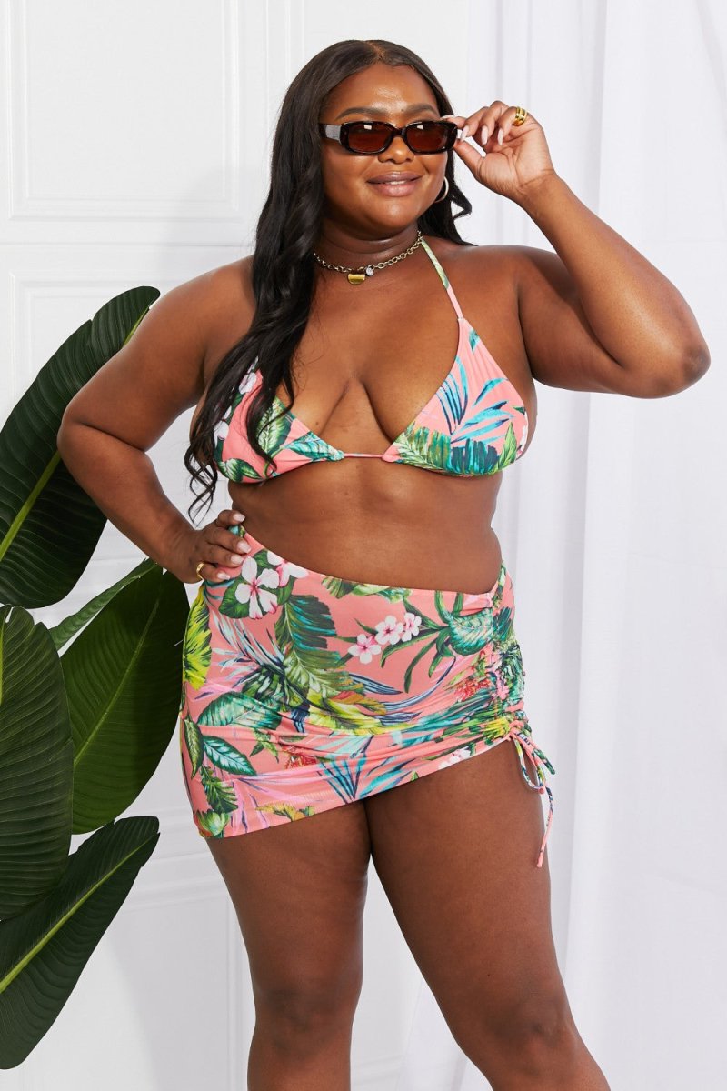 Marina West Swim Paradise Awaits Triangle Bikini and Sarong Set - Taplike
