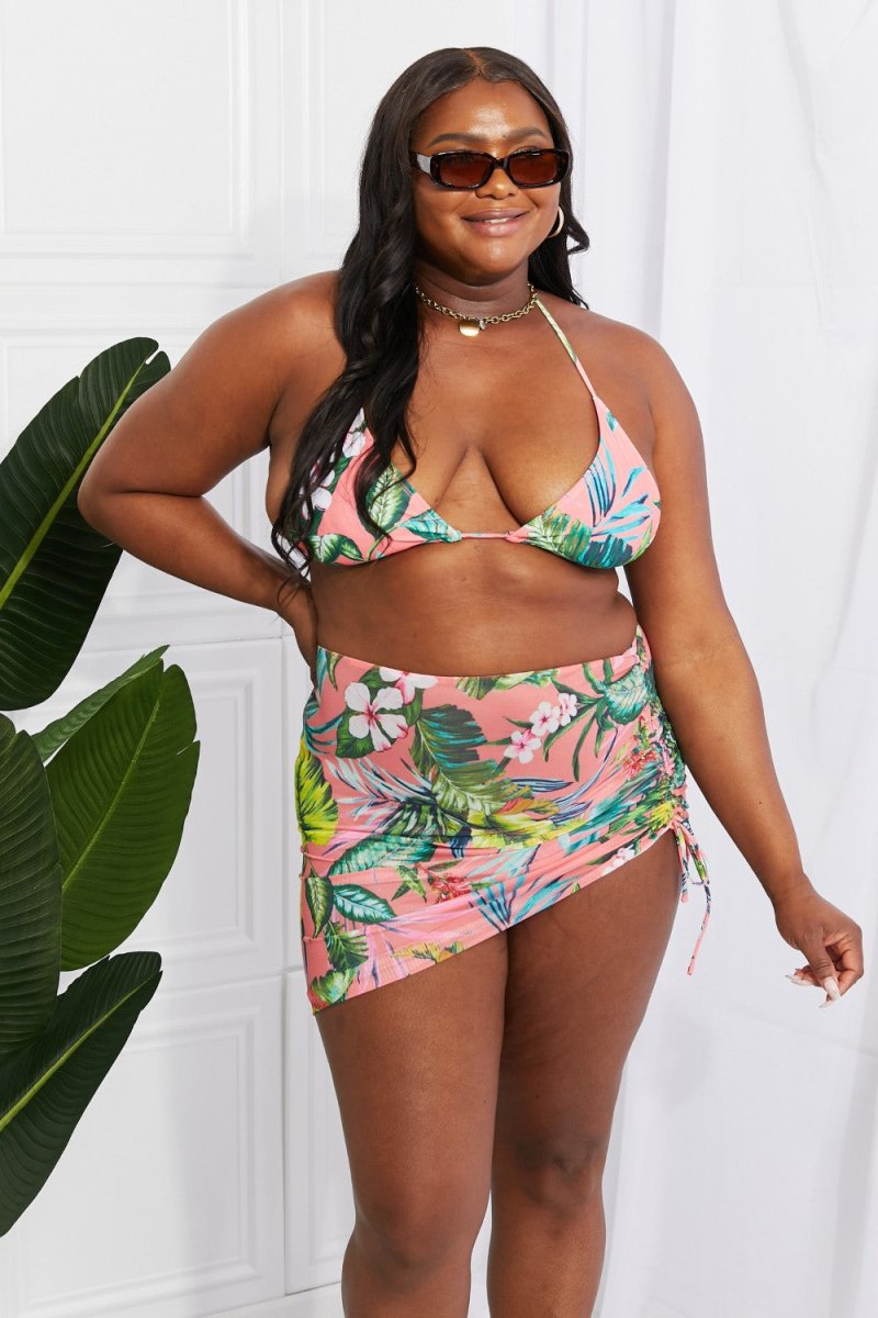 Marina West Swim Paradise Awaits Triangle Bikini and Sarong Set - Taplike