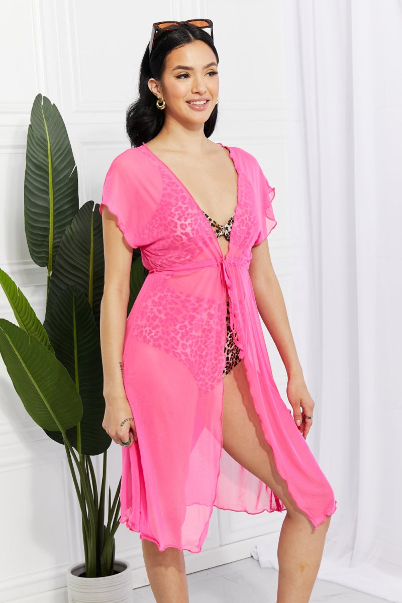 Marina West Swim Pool Day Mesh Tie-Front Cover-Up - Taplike