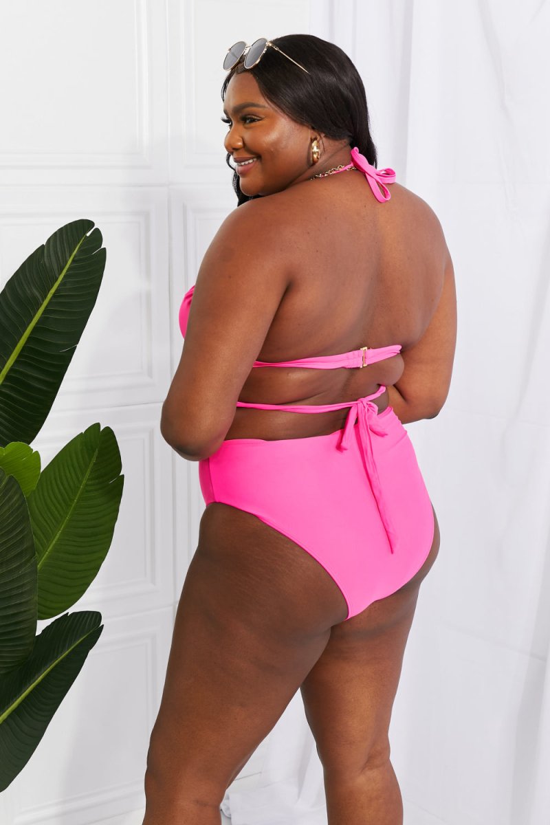 Marina West Swim Summer Splash Halter Bikini Set in Pink - Taplike