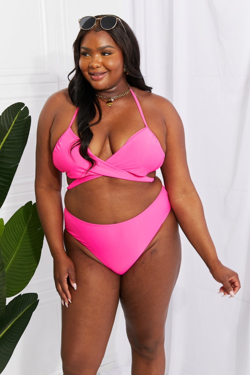 Marina West Swim Summer Splash Halter Bikini Set in Pink - Taplike