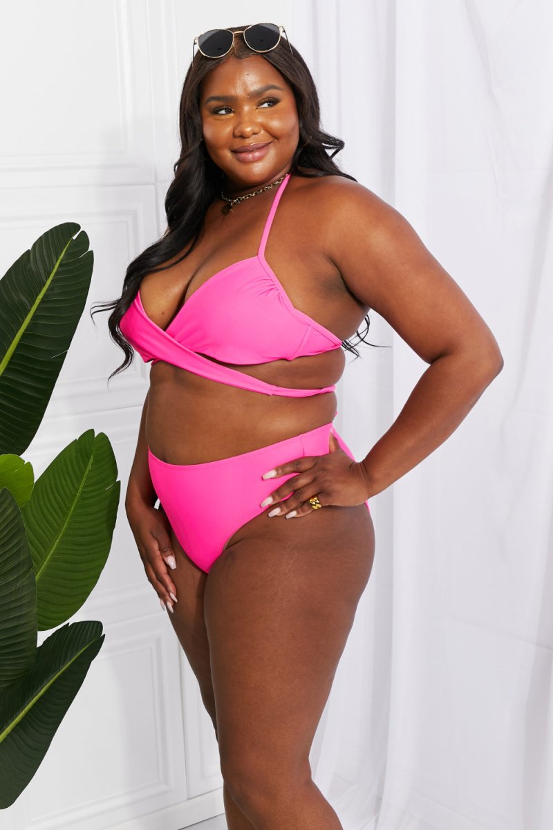 Marina West Swim Summer Splash Halter Bikini Set in Pink - Taplike