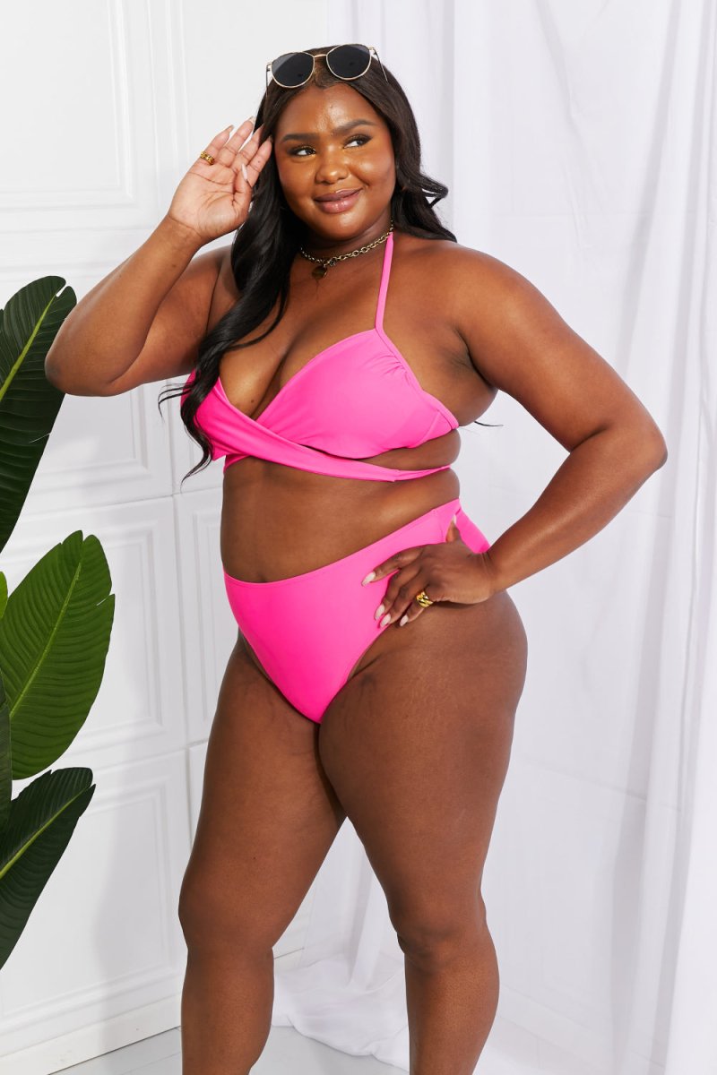 Marina West Swim Summer Splash Halter Bikini Set in Pink - Taplike