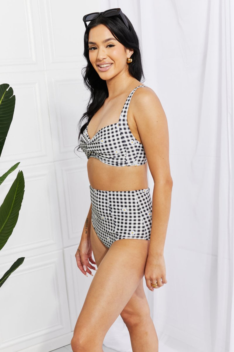Marina West Swim Take A Dip Twist High-Rise Bikini in Black - Taplike
