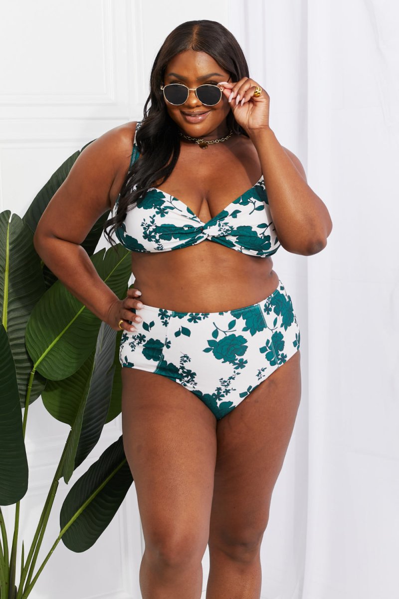 Marina West Swim Take A Dip Twist High-Rise Bikini in Forest - Taplike