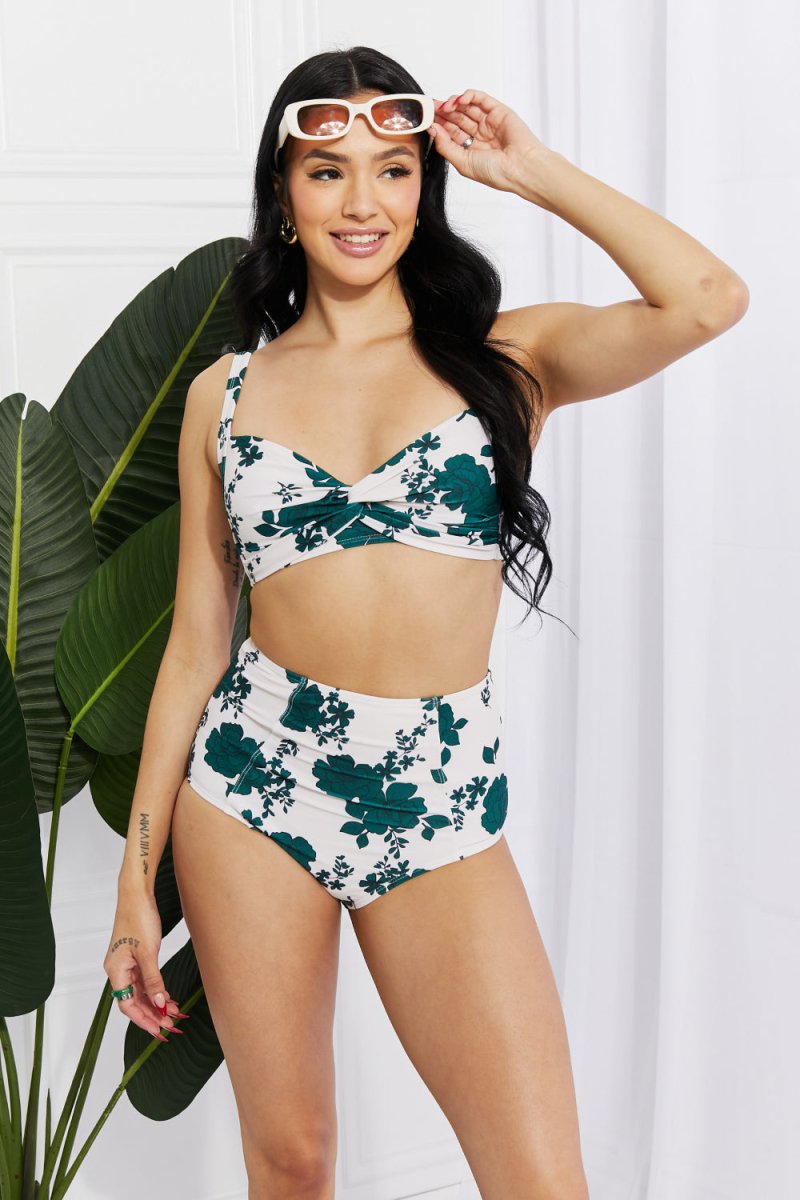 Marina West Swim Take A Dip Twist High-Rise Bikini in Forest - Taplike