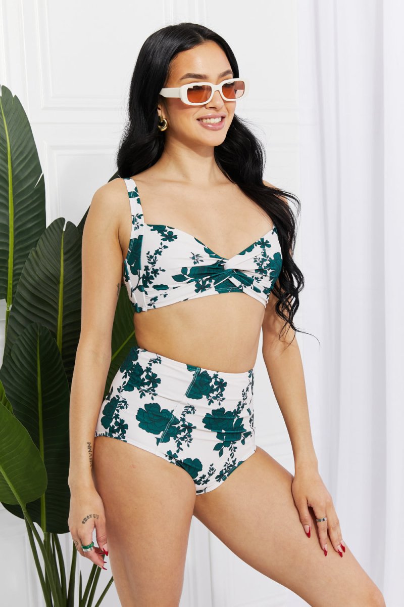 Marina West Swim Take A Dip Twist High-Rise Bikini in Forest - Taplike