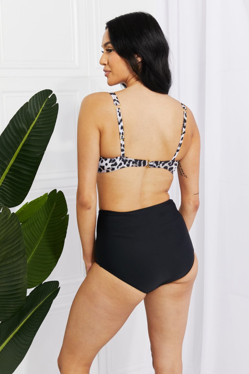 Marina West Swim Take A Dip Twist High-Rise Bikini in Leopard - Taplike