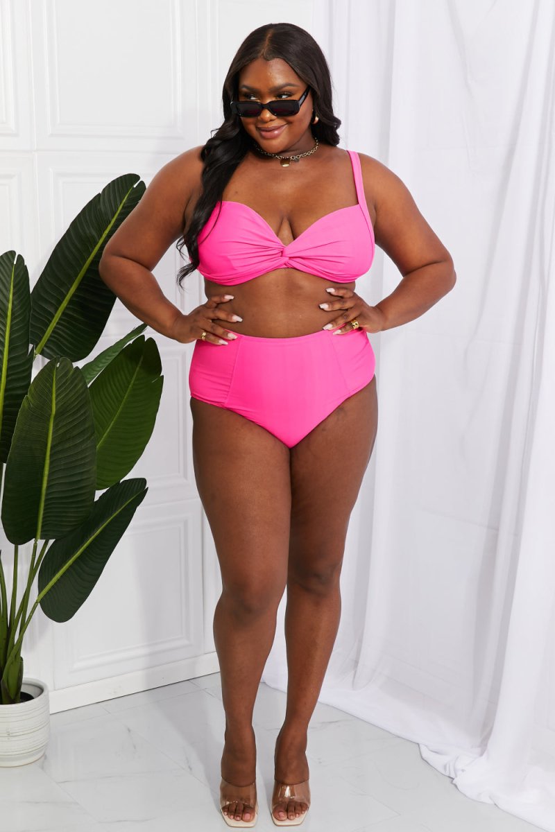 Marina West Swim Take A Dip Twist High-Rise Bikini in Pink - Taplike