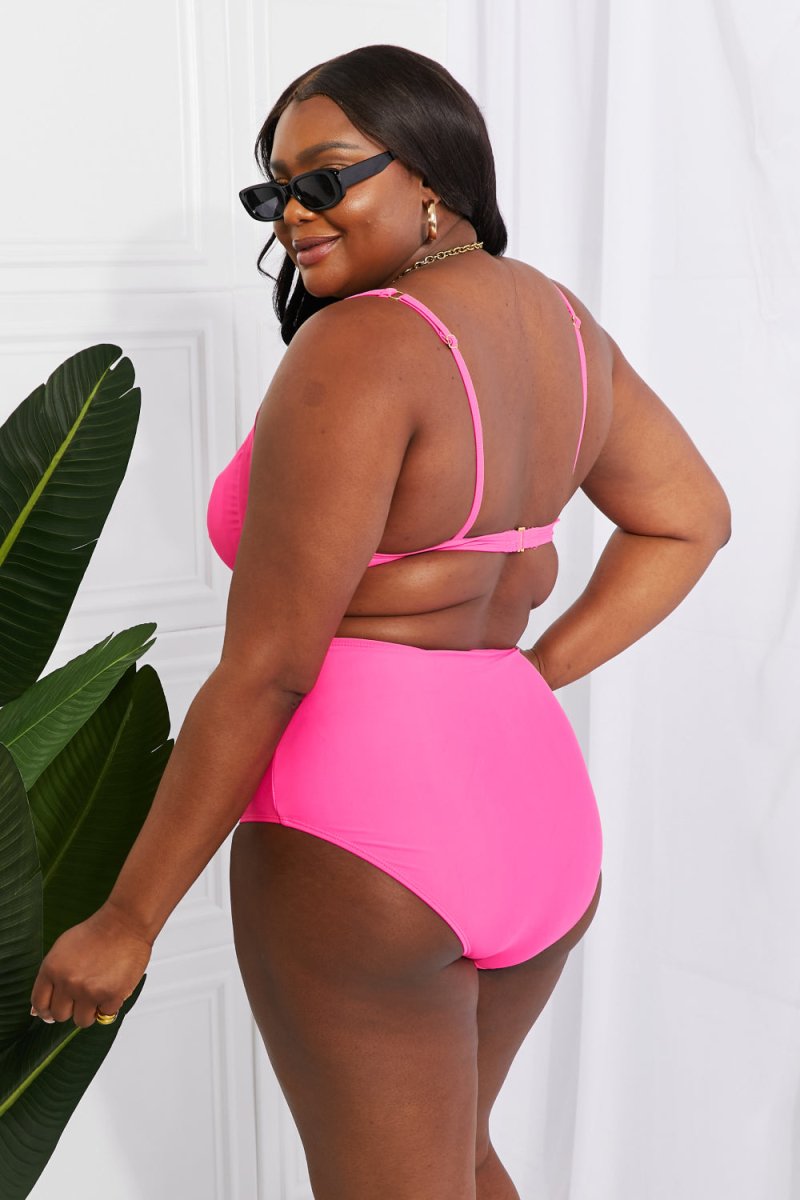 Marina West Swim Take A Dip Twist High-Rise Bikini in Pink - Taplike