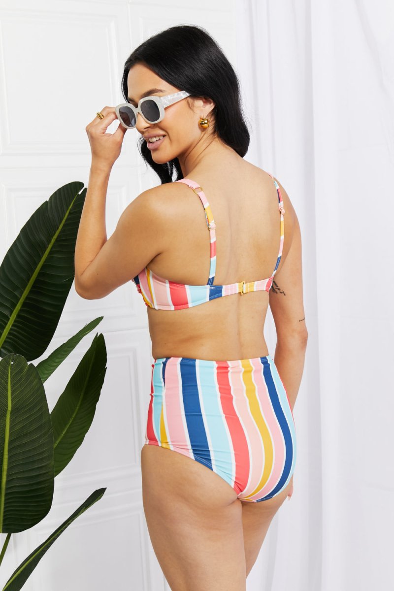 Marina West Swim Take A Dip Twist High-Rise Bikini in Stripe - Taplike