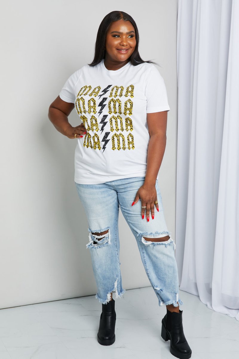 mineB Full Szie MAMA Leopard Lightning Graphic Tee | TLU251 - TapLike
